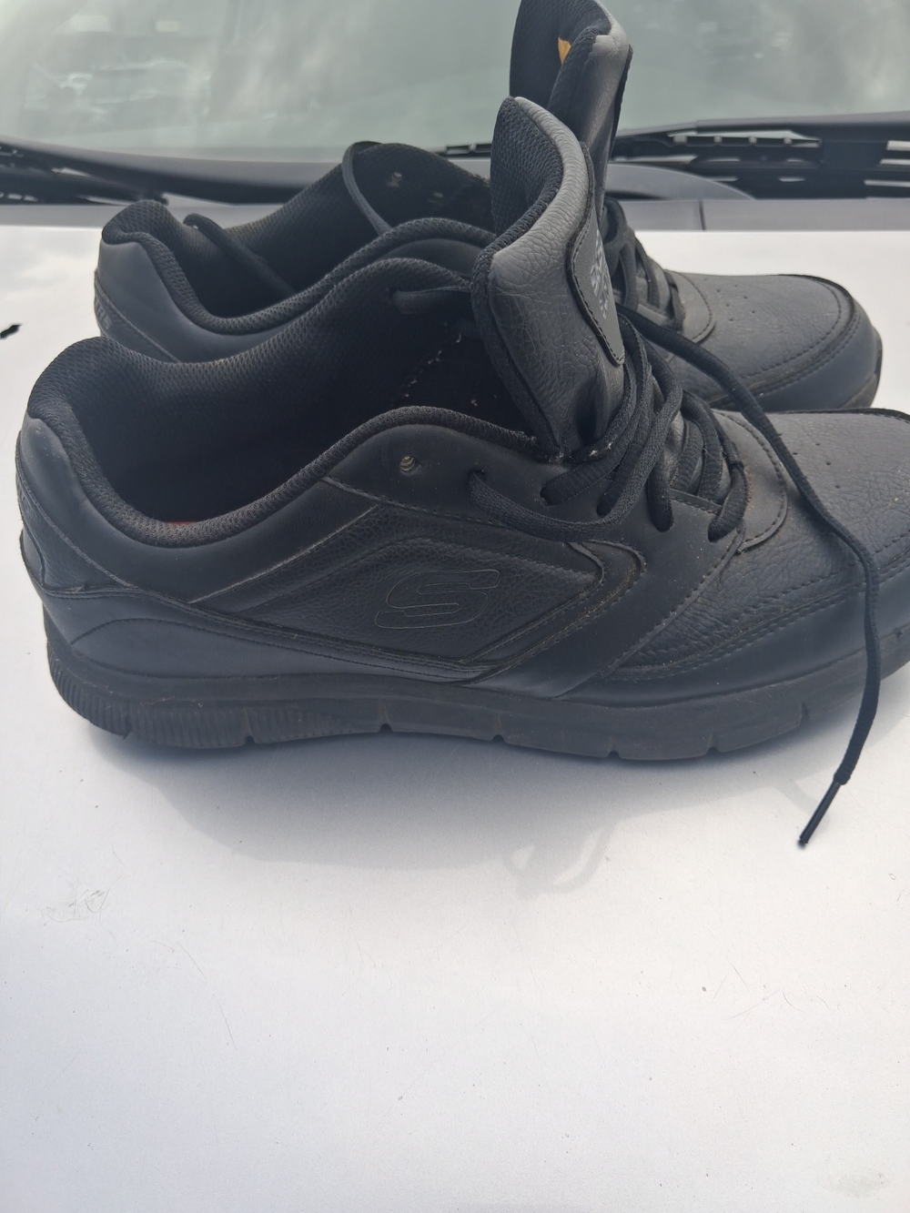 Skechers Men's All-Black Lace-Up Work Sneakers